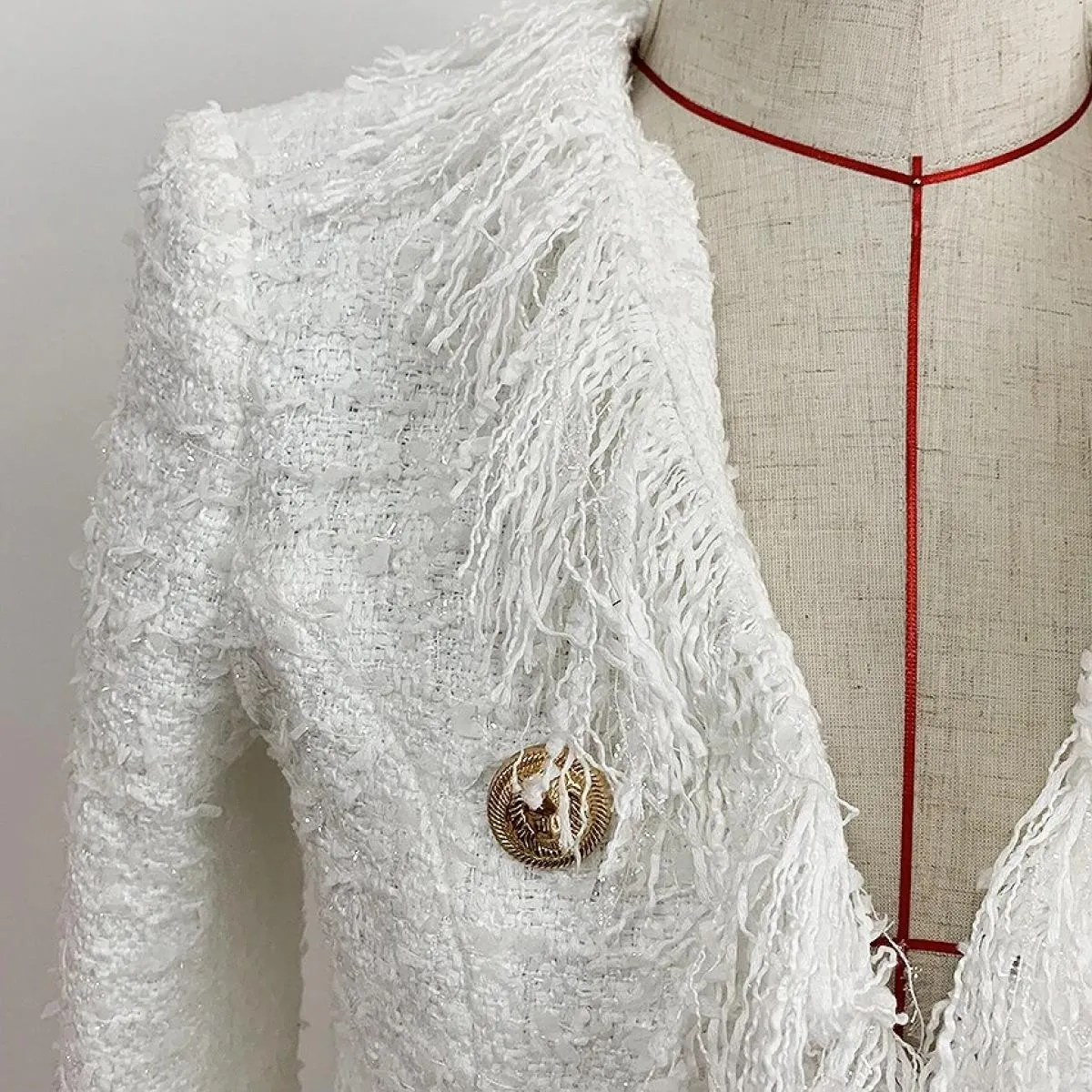 High Street Più Nuovo 2022 Autunno Inverno Barocco Designer Giacca da Donna Leone Bottoni Nappa Misto Lana Giacca di Tweed Cappo