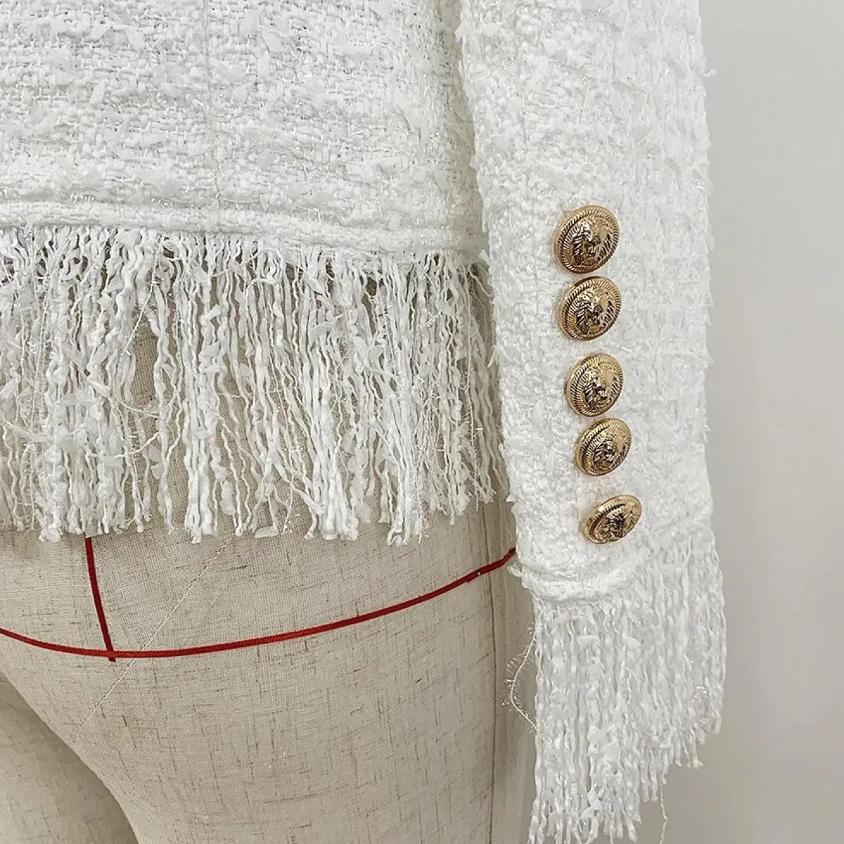 High Street Più Nuovo 2022 Autunno Inverno Barocco Designer Giacca da Donna Leone Bottoni Nappa Misto Lana Giacca di Tweed Cappo