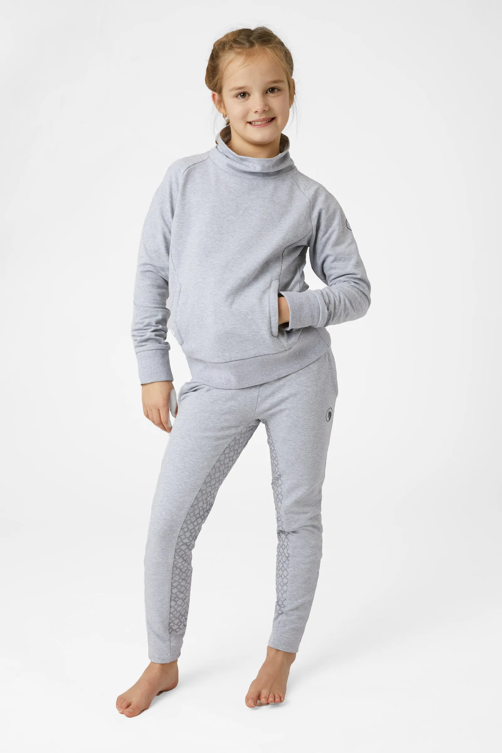 Horze Emmie Leggins da equitazione in cotone biologico con full seat in silicone da bambino