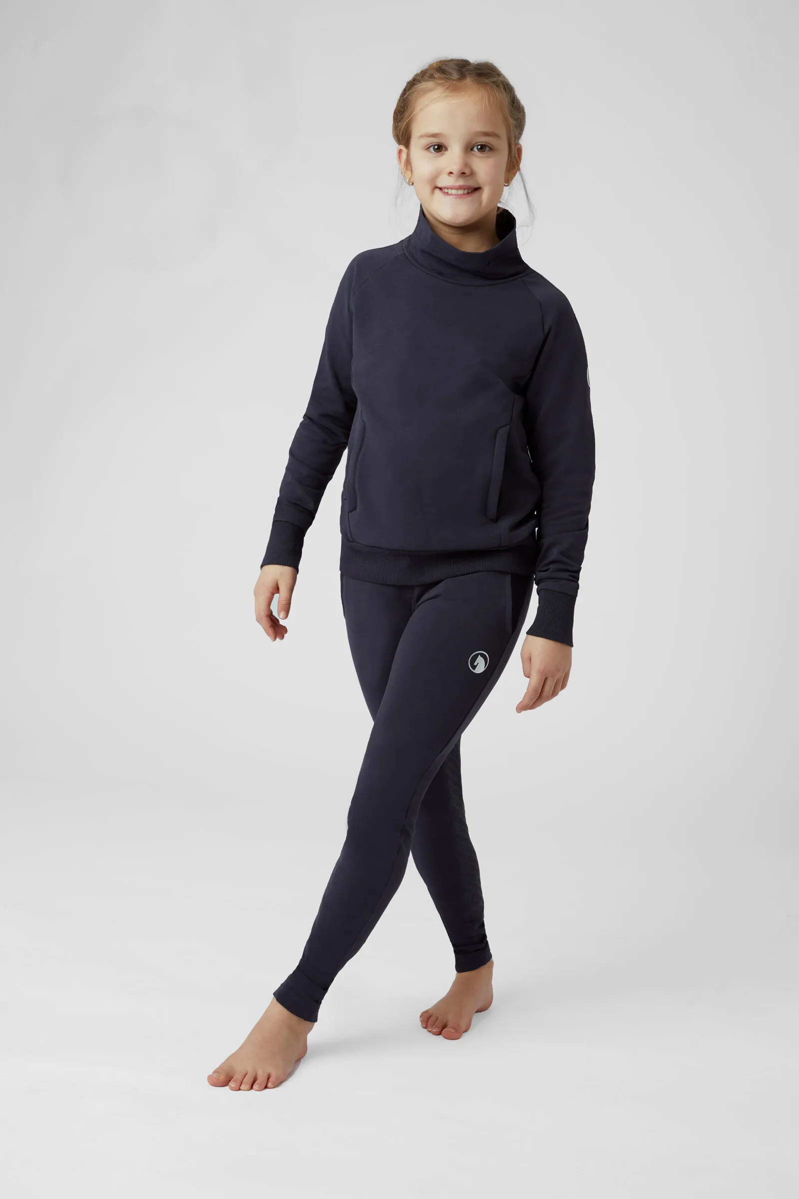 Horze Emmie Leggins da equitazione in cotone biologico con full seat in silicone da bambino