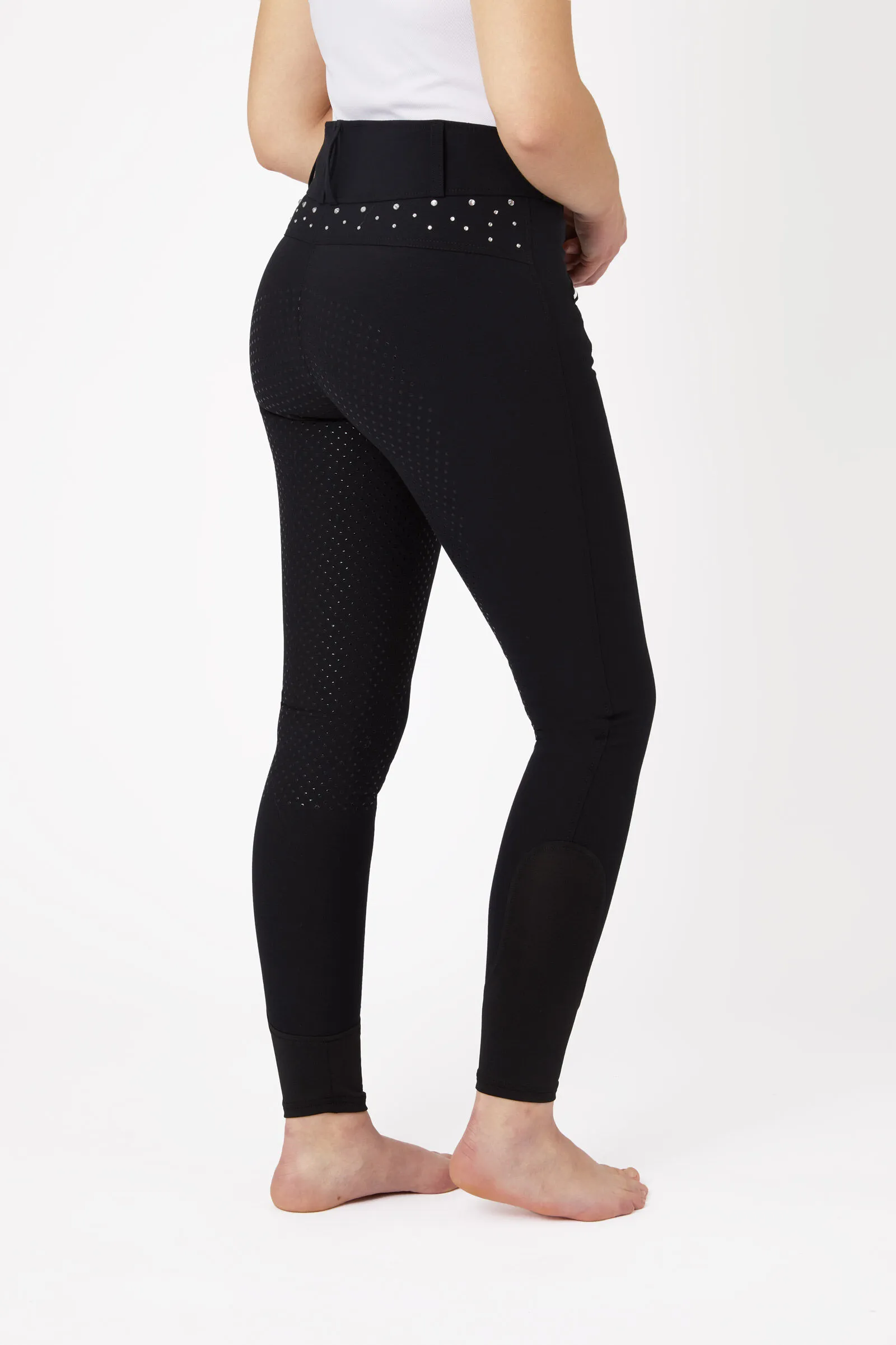 Horze Pantaloni da equitazione a vita alta con full grip e cristalli, da donna