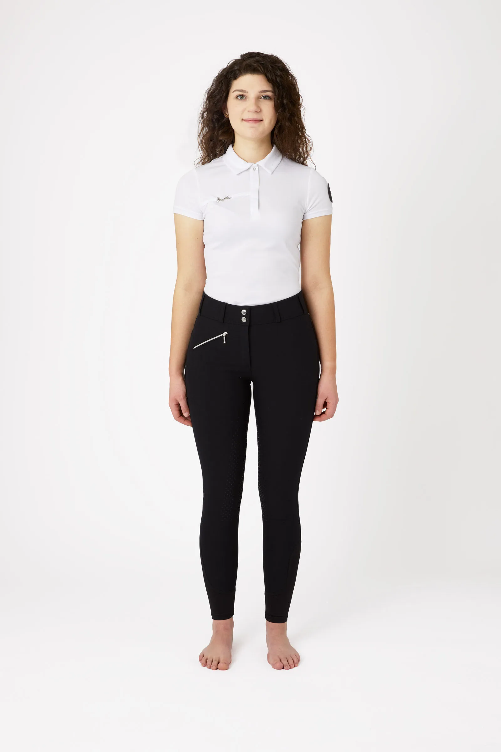Horze Pantaloni da equitazione a vita alta con full grip e cristalli, da donna