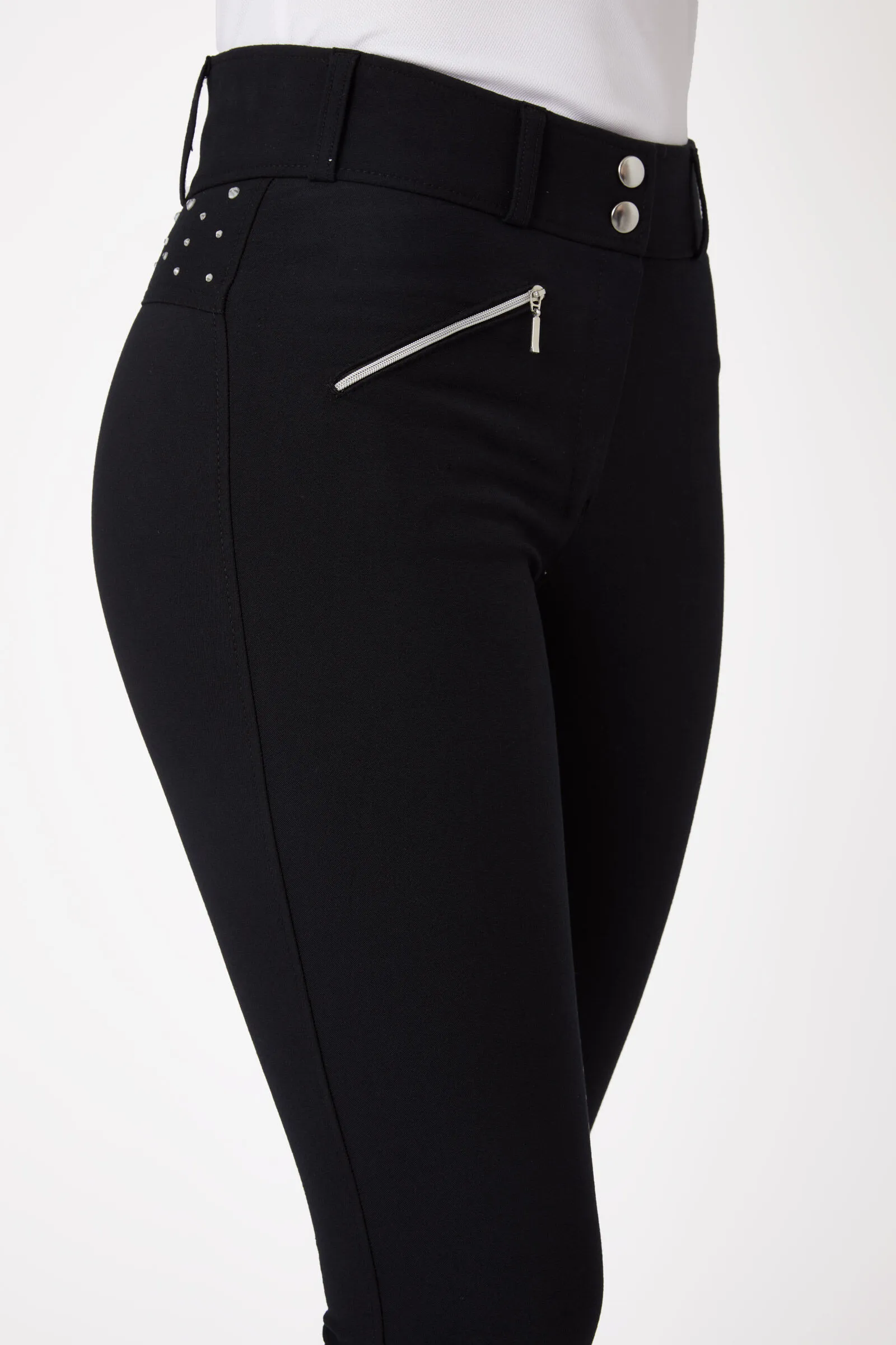 Horze Pantaloni da equitazione a vita alta con full grip e cristalli, da donna