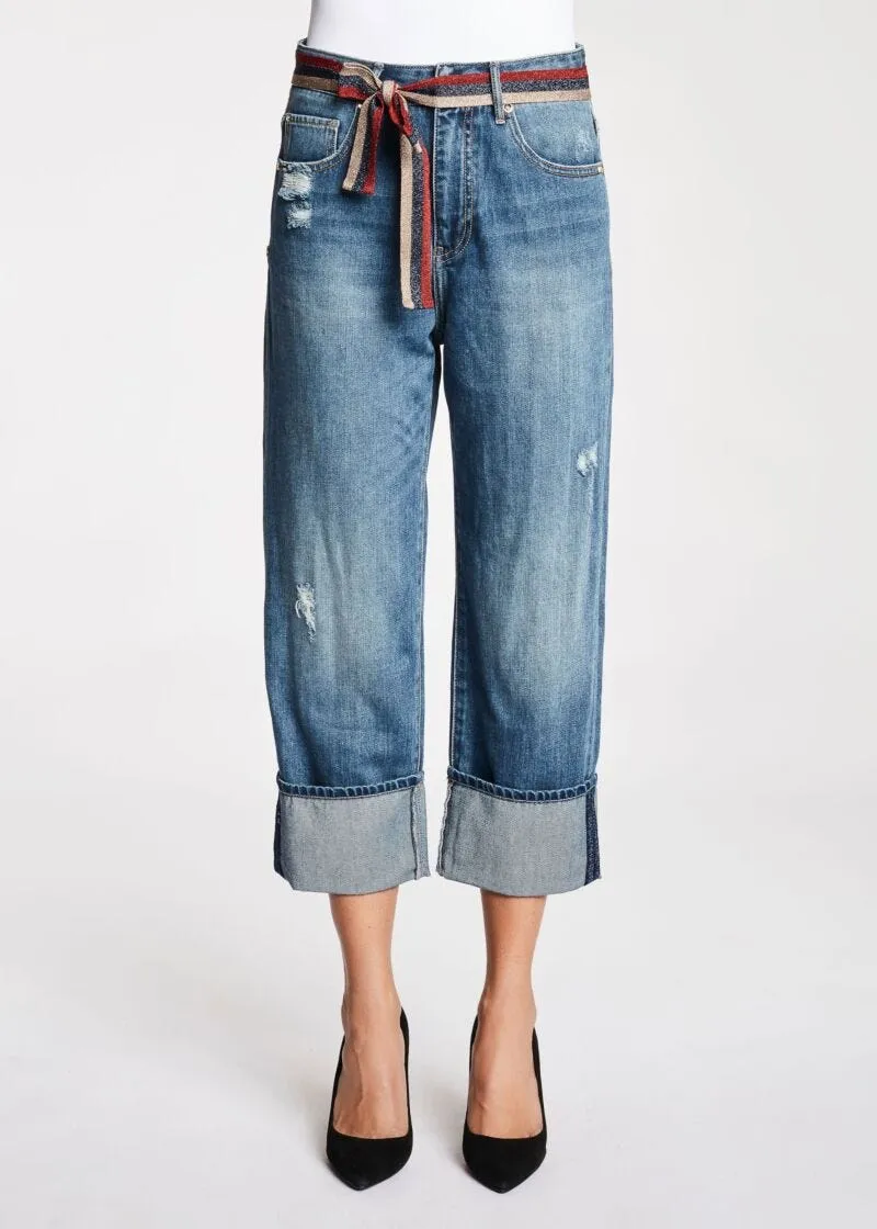 Jeans con cintura a fiocco