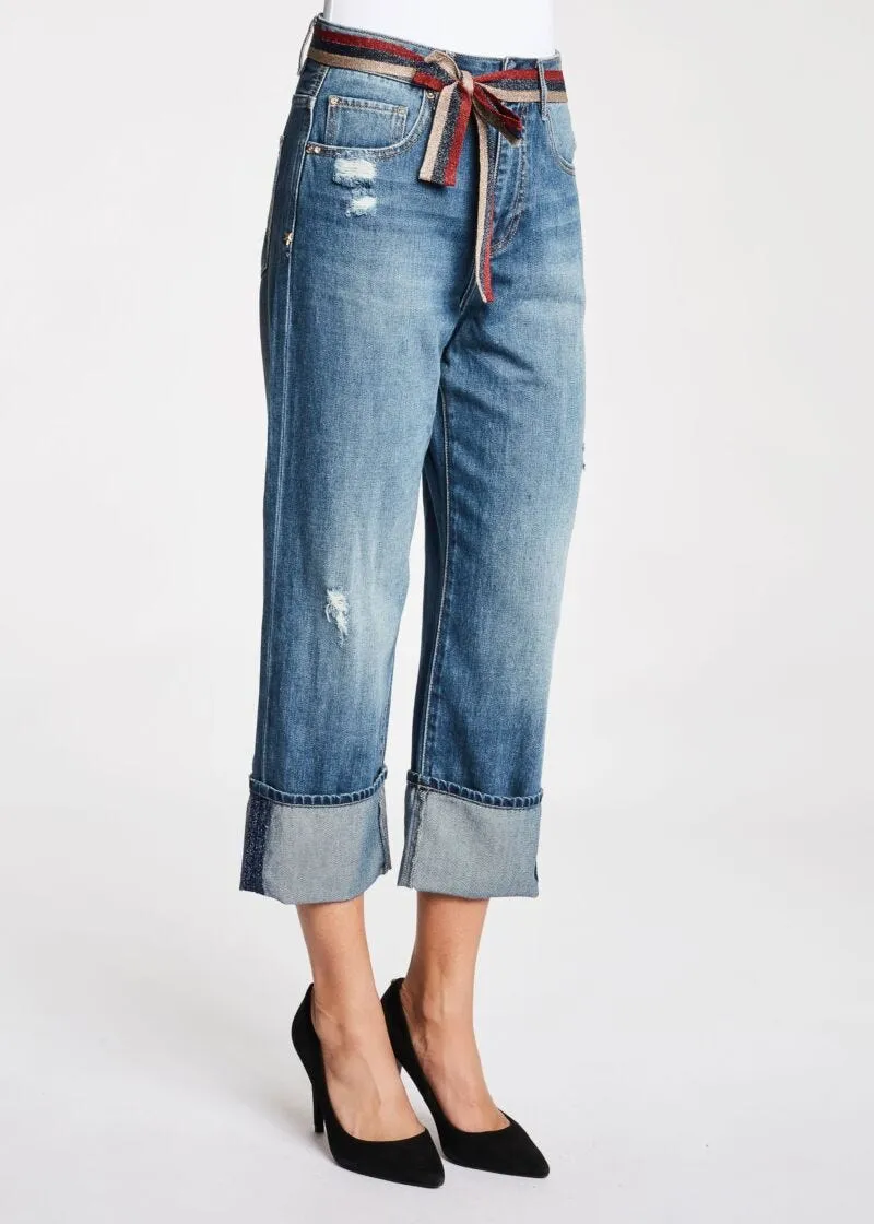 Jeans con cintura a fiocco