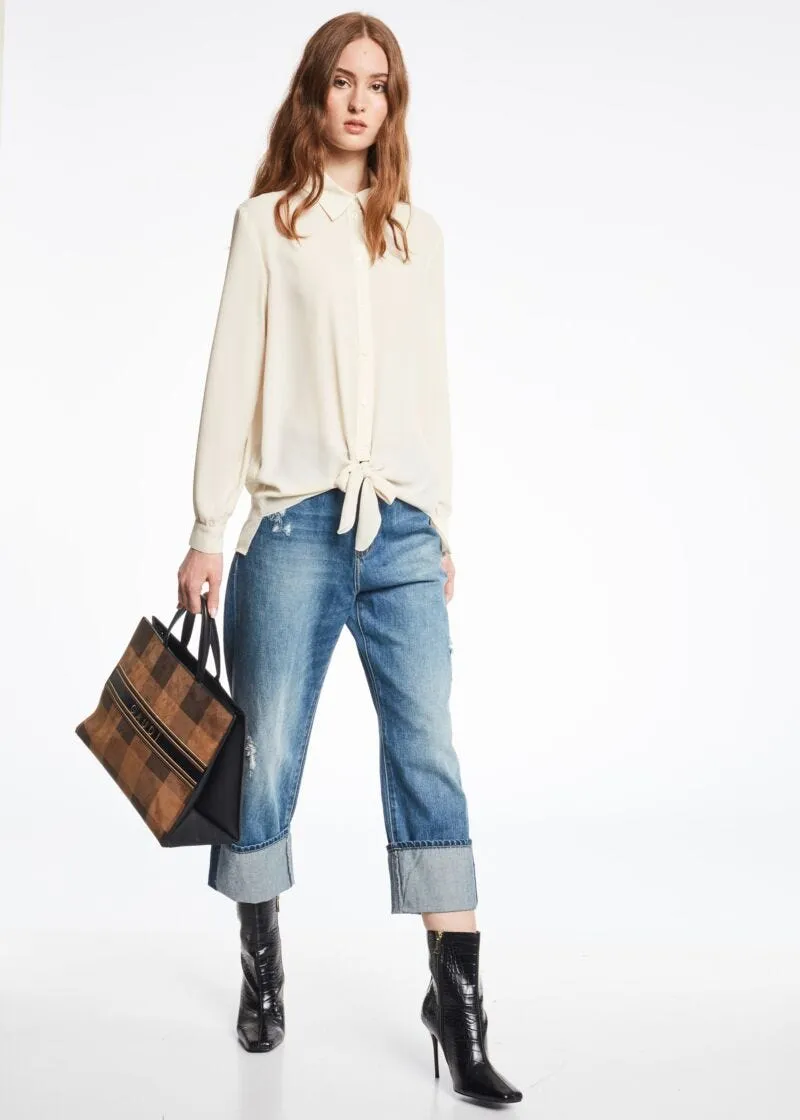 Jeans con cintura a fiocco