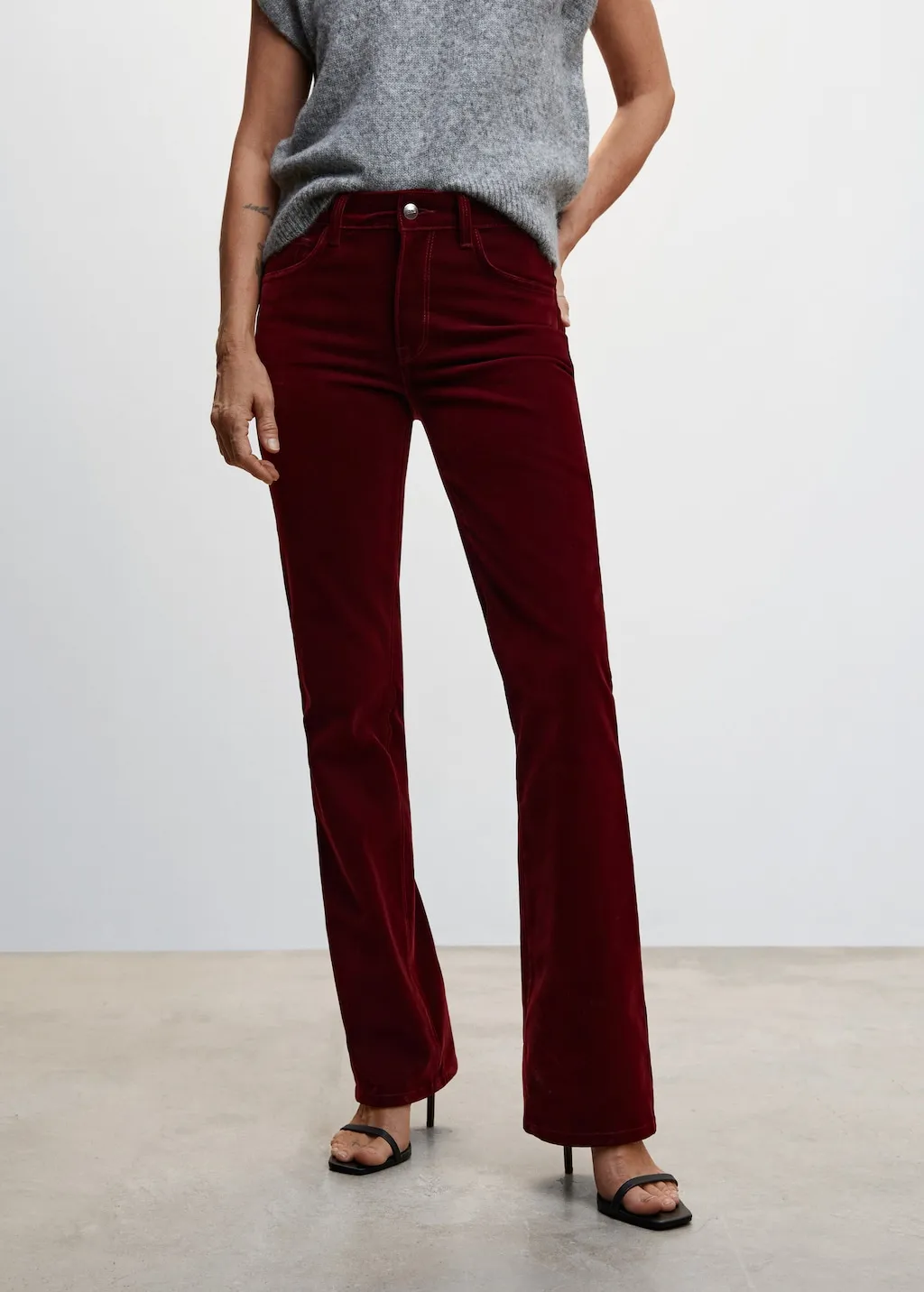 Jeans flare vita media velluto