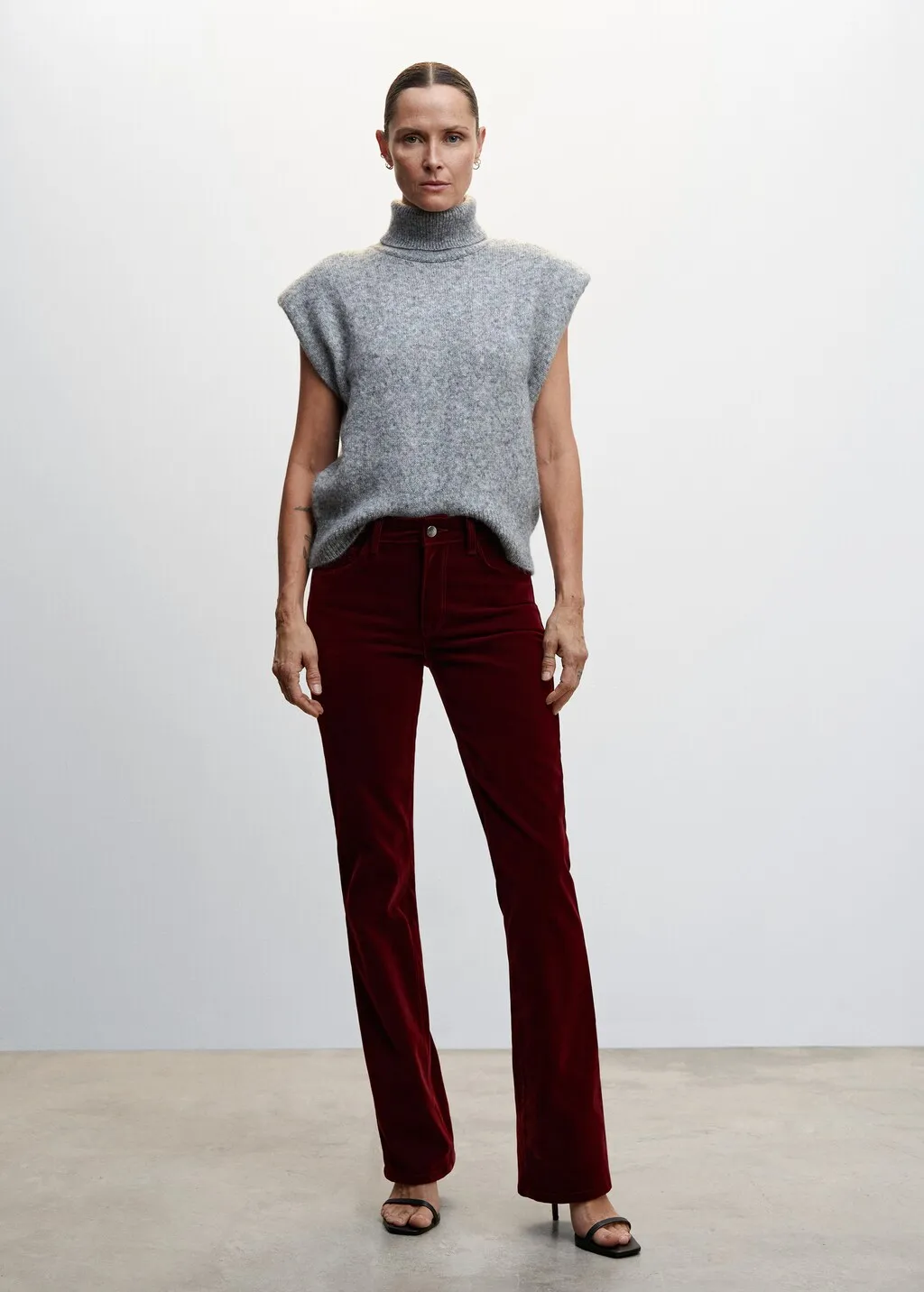 Jeans flare vita media velluto