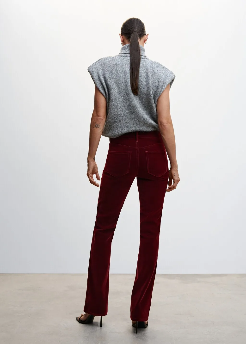 Jeans flare vita media velluto