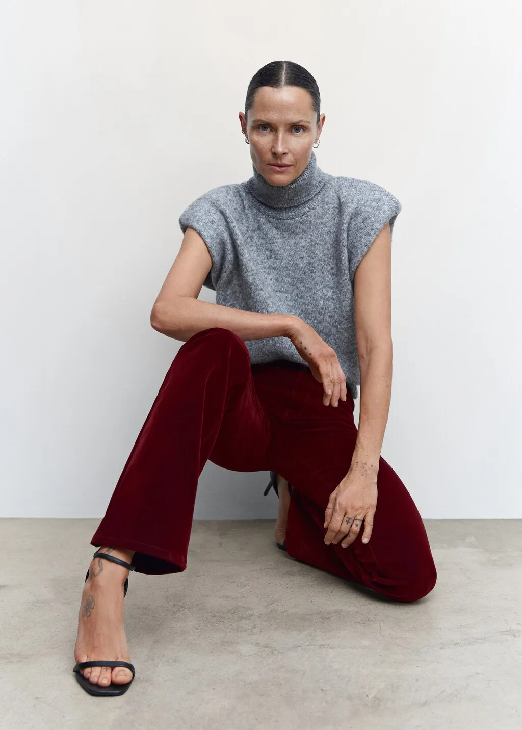 Jeans flare vita media velluto