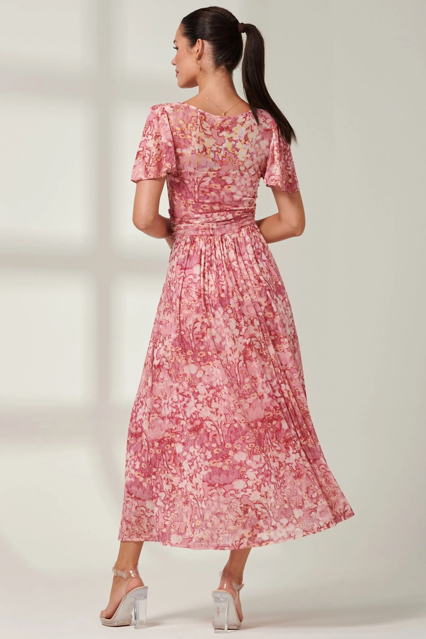 Jolie Moi Bianca - A pieghe - Abito maxi in rete con scollo a V