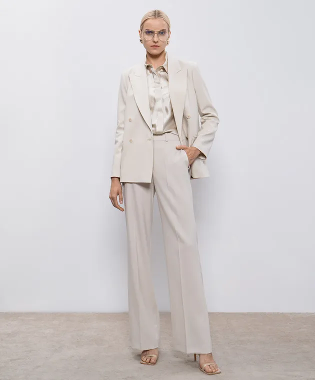 JOSEPH Pantaloni a zampa di lana beige JP001637