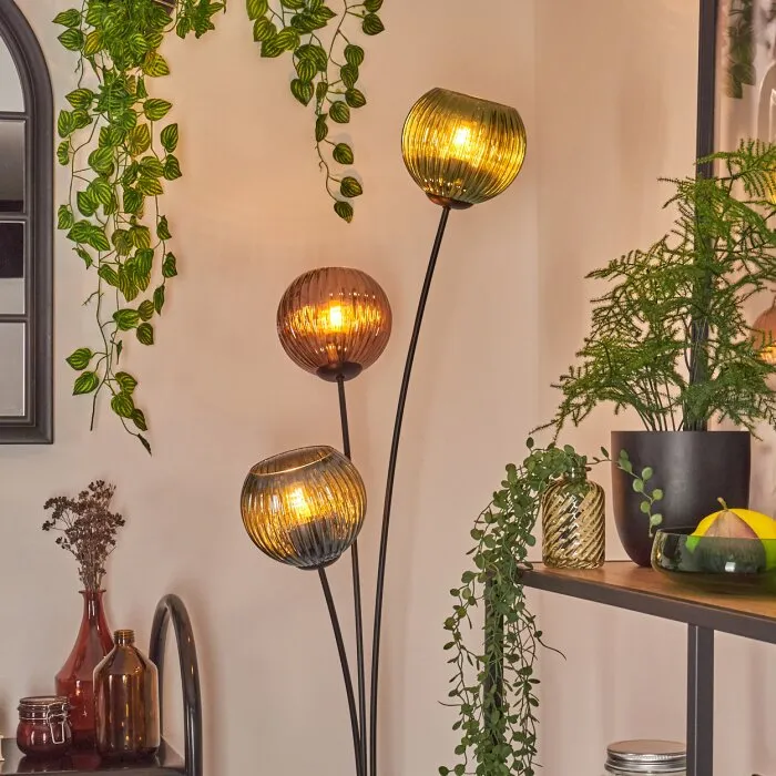 Koyoto Lampada a sfera, Lampada da terra Blu, Verde, Ramato, 3-Luci