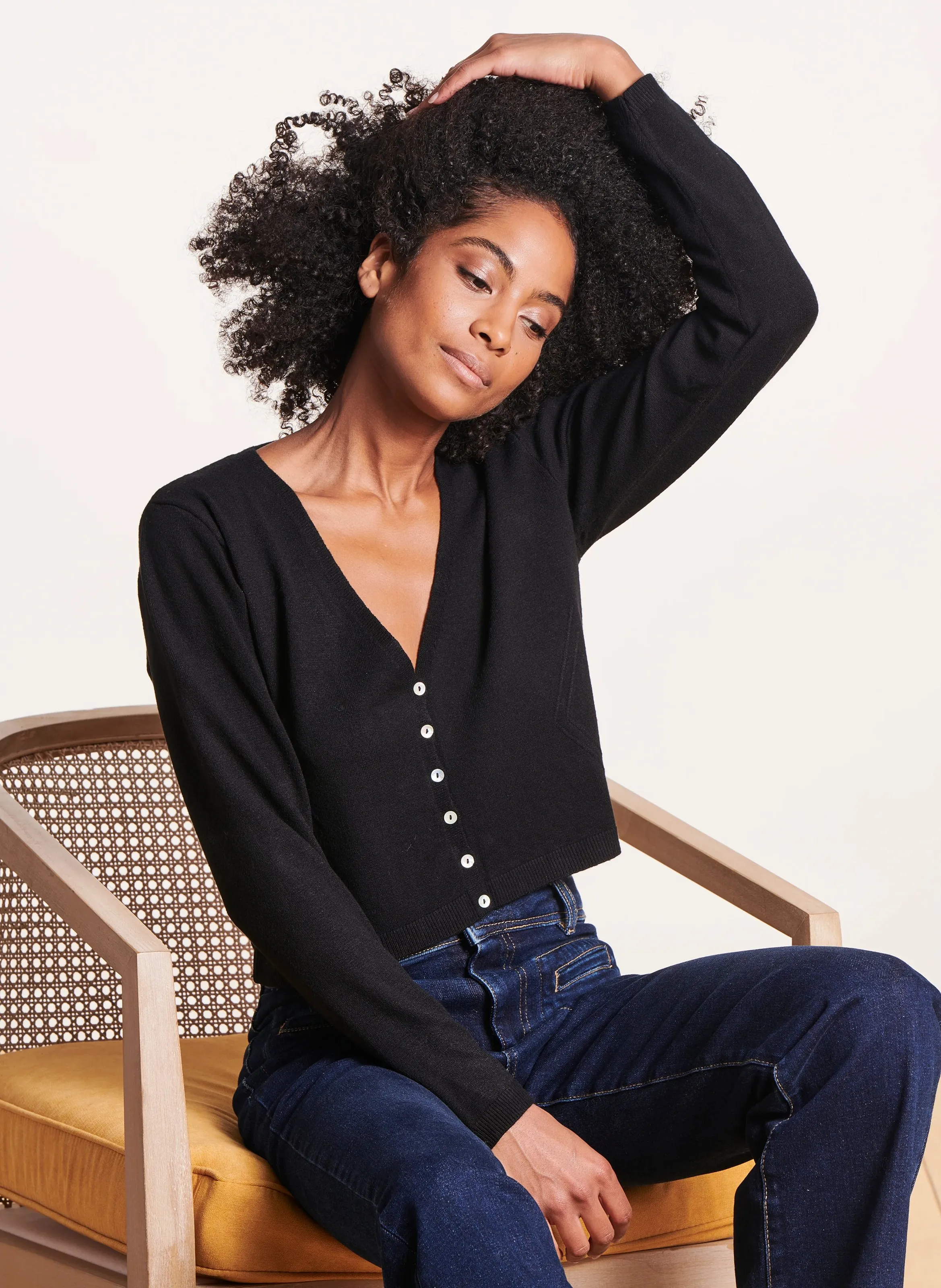  LA FEE MARABOUTEE   Cardigan corto scollo a V | Nero
