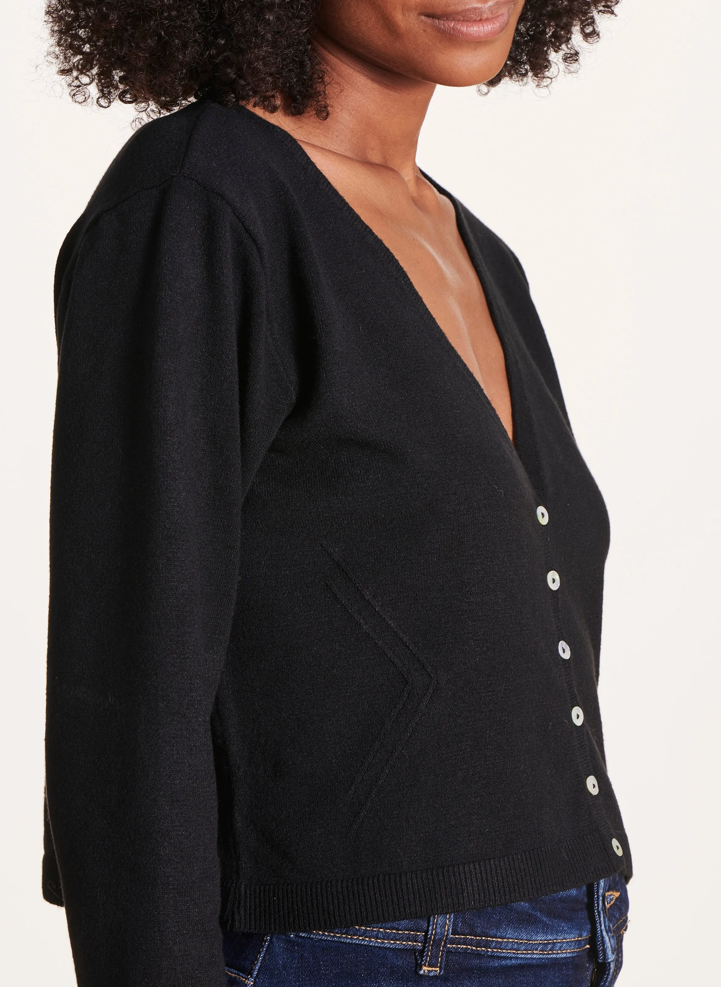  LA FEE MARABOUTEE   Cardigan corto scollo a V | Nero