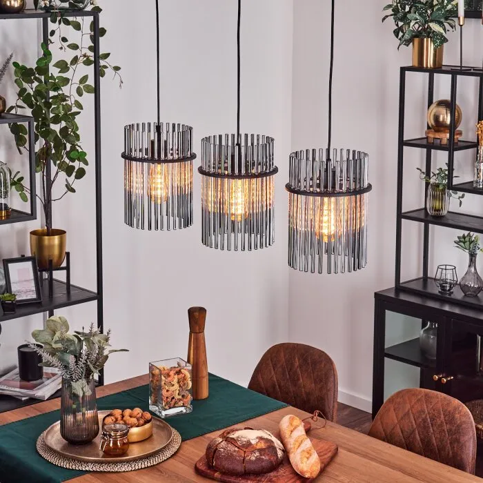 Lagielas Lampadario a sospensione Nero, 3-Luci