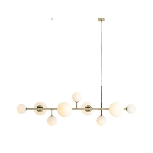 Lampada a sospensione Dione, opale/oro, 9 luci