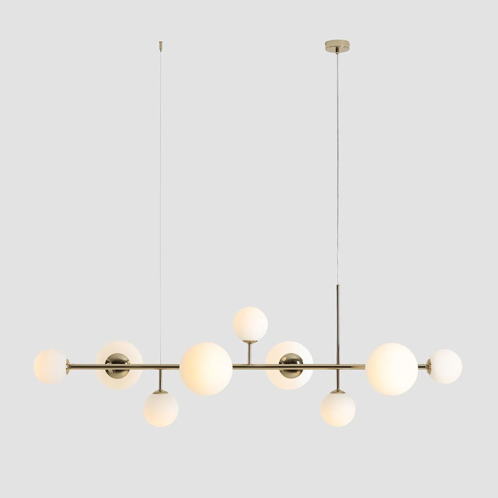 Lampada a sospensione Dione, opale/oro, 9 luci