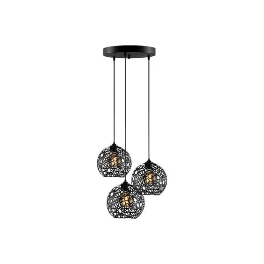 Lampada a sospensione Fellini MR-787 a 3 luci nero tondo