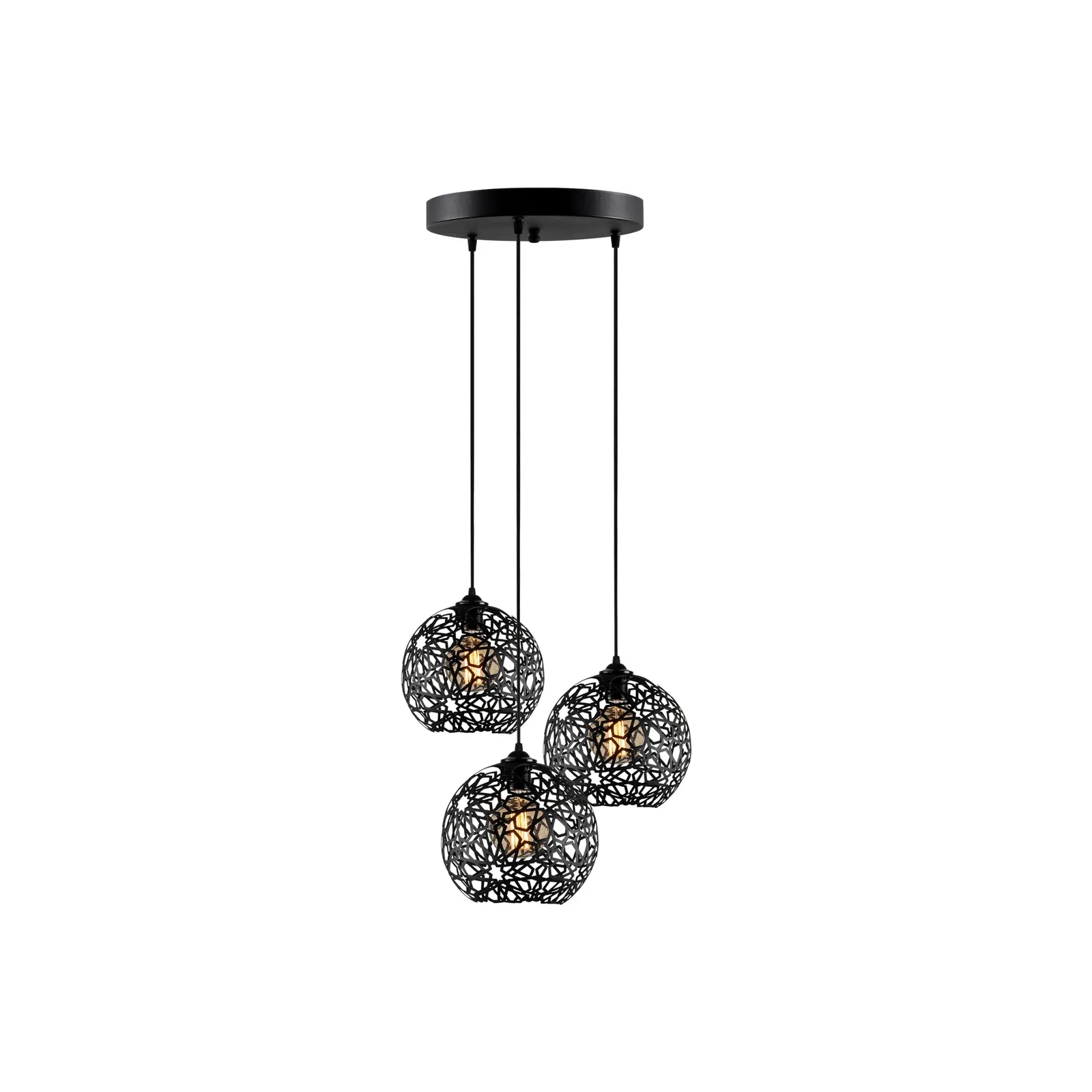 Lampada a sospensione Fellini MR-787 a 3 luci nero tondo