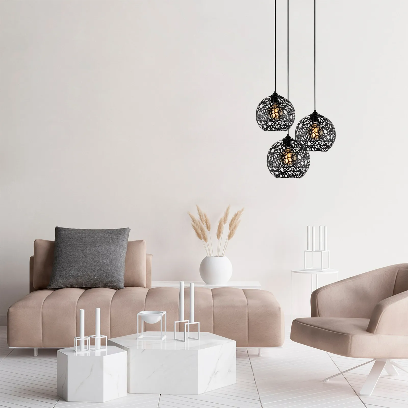 Lampada a sospensione Fellini MR-787 a 3 luci nero tondo