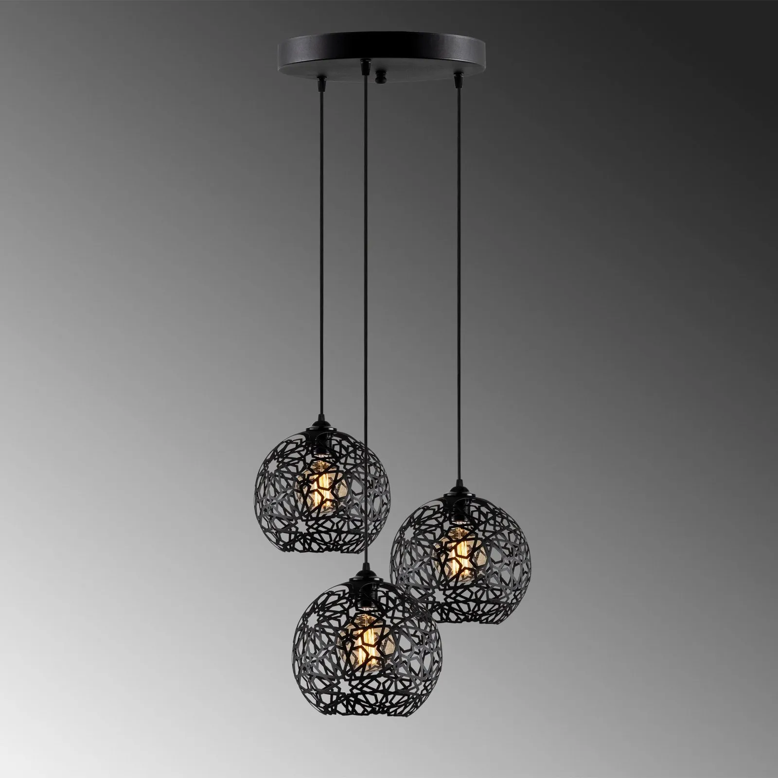 Lampada a sospensione Fellini MR-787 a 3 luci nero tondo