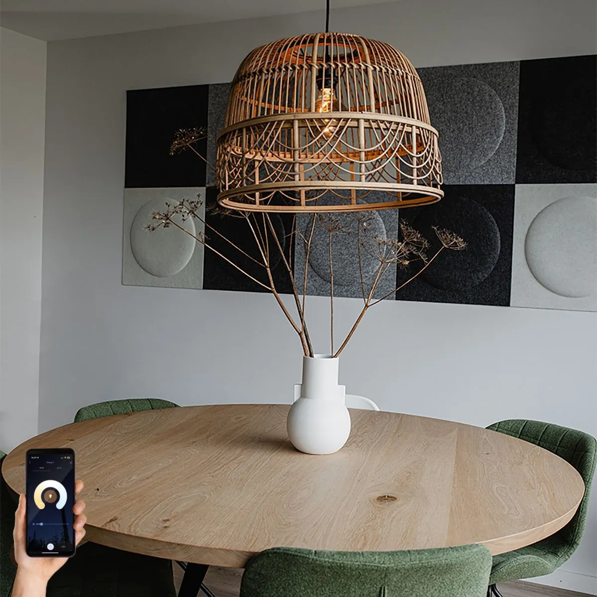 Lampada a sospensione intelligente in rattan 49 cm incl. WiFi G95 - Michelle