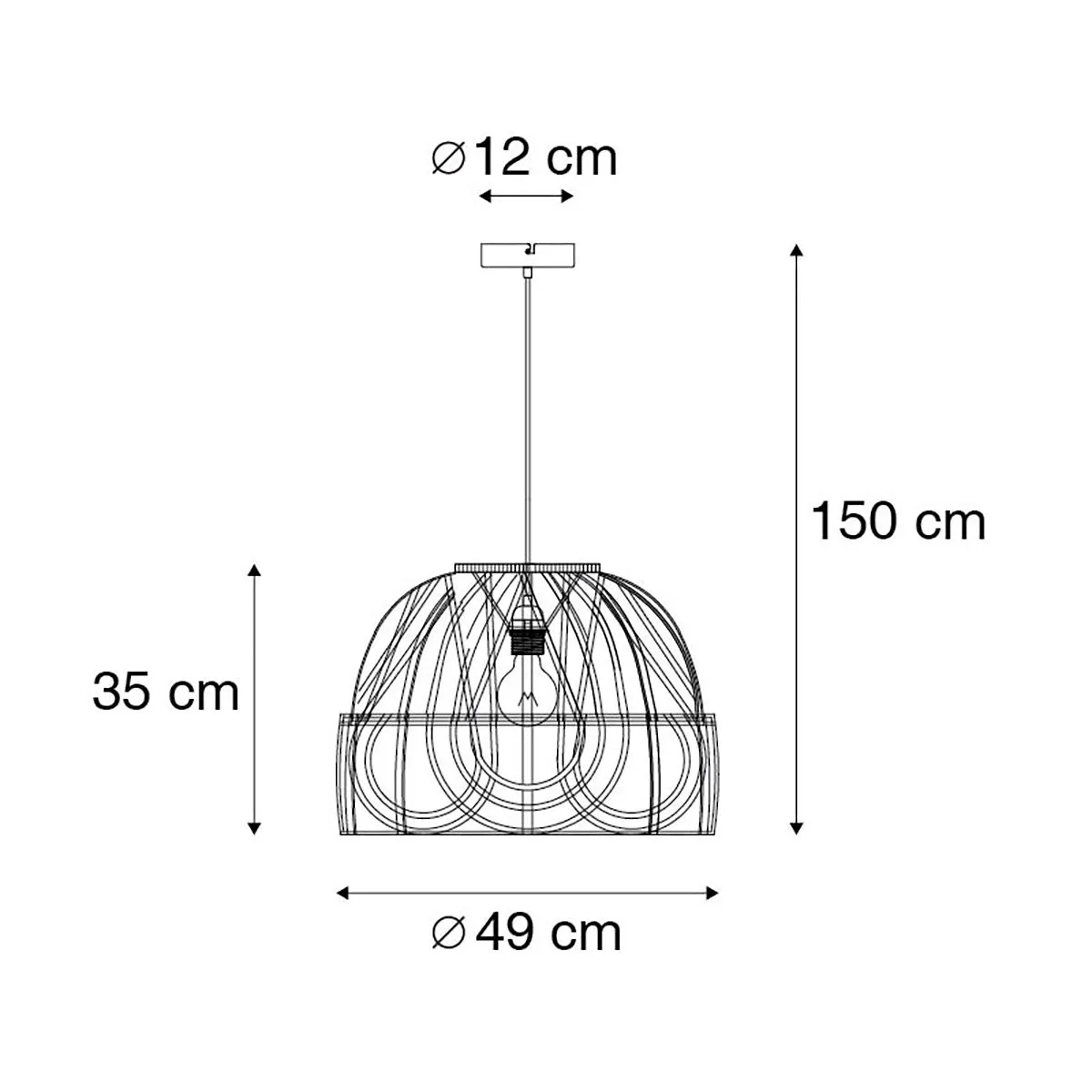 Lampada a sospensione intelligente in rattan 49 cm incl. WiFi G95 - Michelle