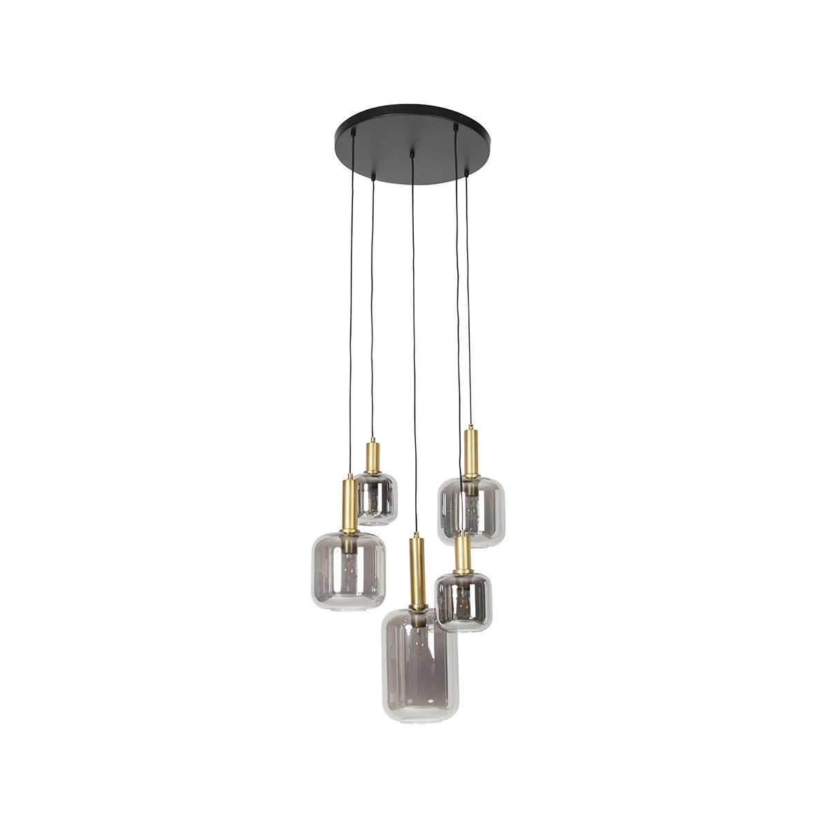 Lampada a sospensione intelligente nero con oro con vetro fumé inclusi 5 WiFi A60 - Zuzanna