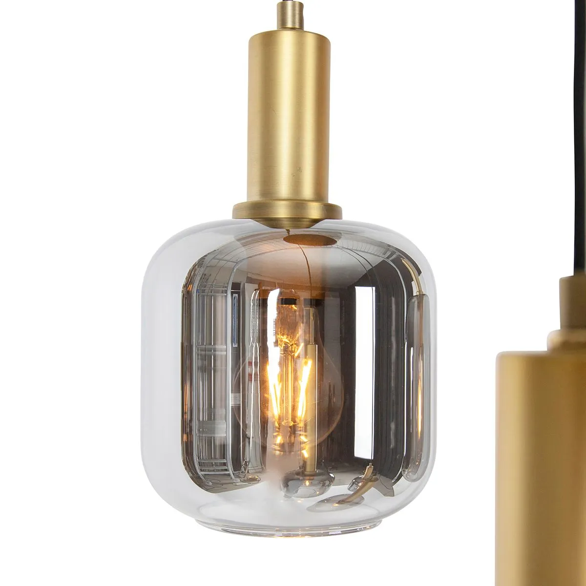 Lampada a sospensione intelligente nero con oro con vetro fumé inclusi 5 WiFi A60 - Zuzanna