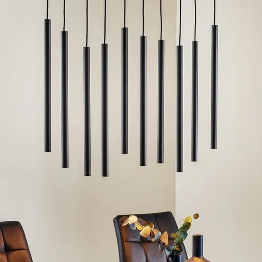 Lampada a sospensione Las 10 luci, nero