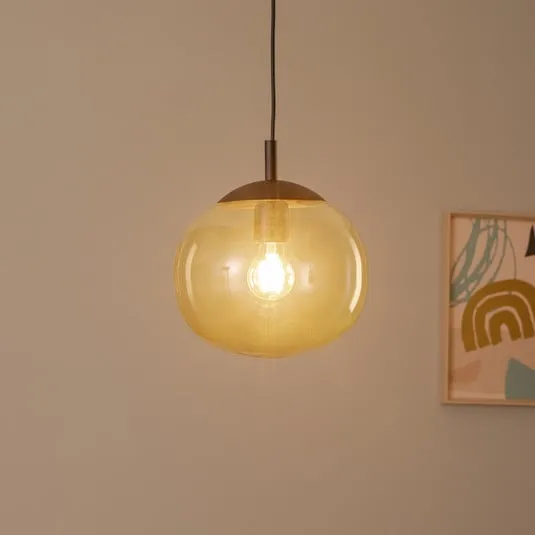 Lampada a sospensione Vibe, vetro marrone-trasparente, Ø 25 cm