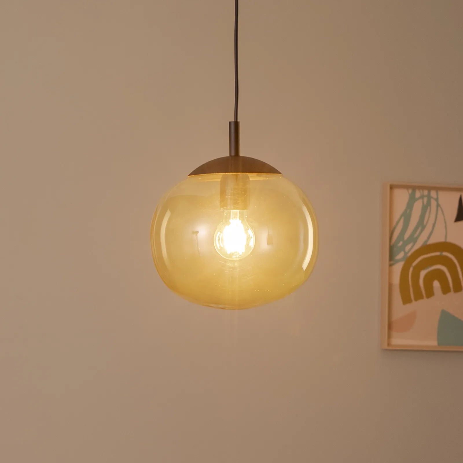 Lampada a sospensione Vibe, vetro marrone-trasparente, Ø 25 cm