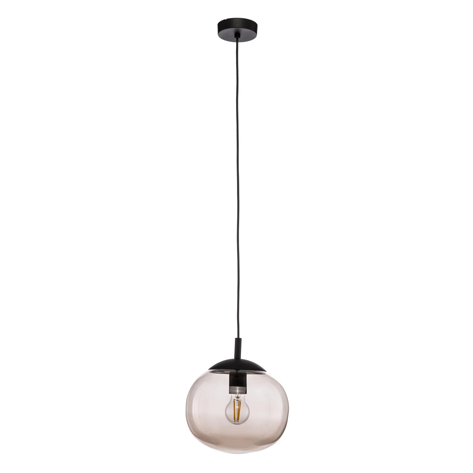 Lampada a sospensione Vibe, vetro marrone-trasparente, Ø 25 cm