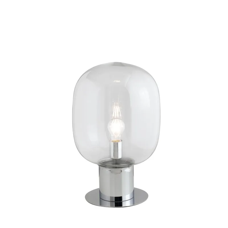 Lampada da tavolo in metallo e vetro soffiato Cromo 1Xe27 18X18X30Cm