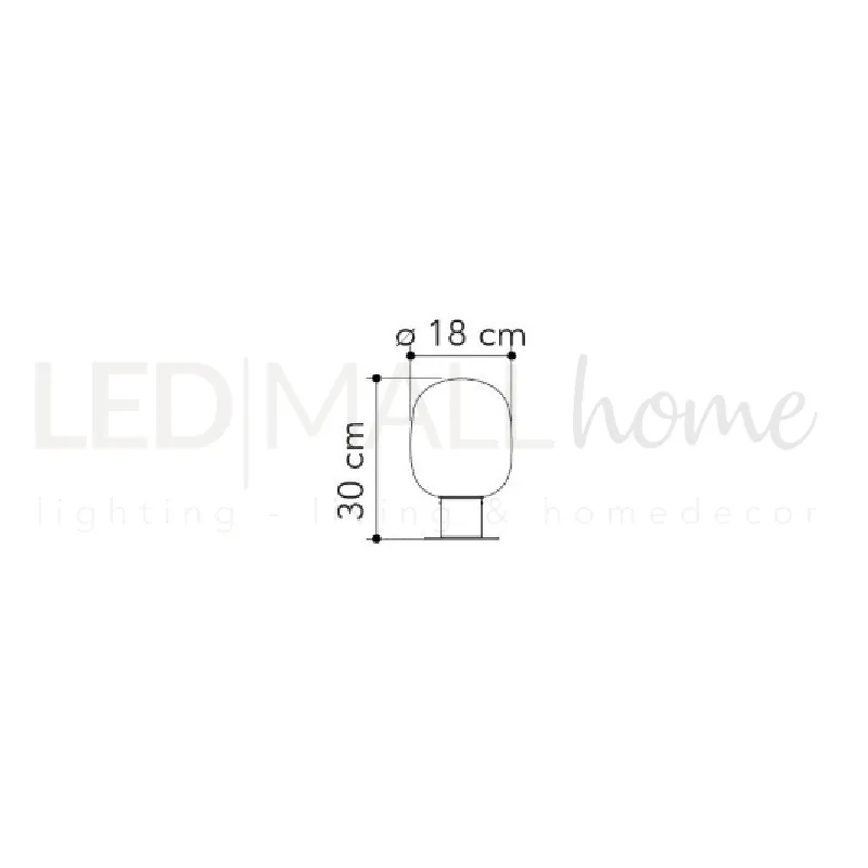 Lampada da tavolo in metallo e vetro soffiato Cromo 1Xe27 18X18X30Cm