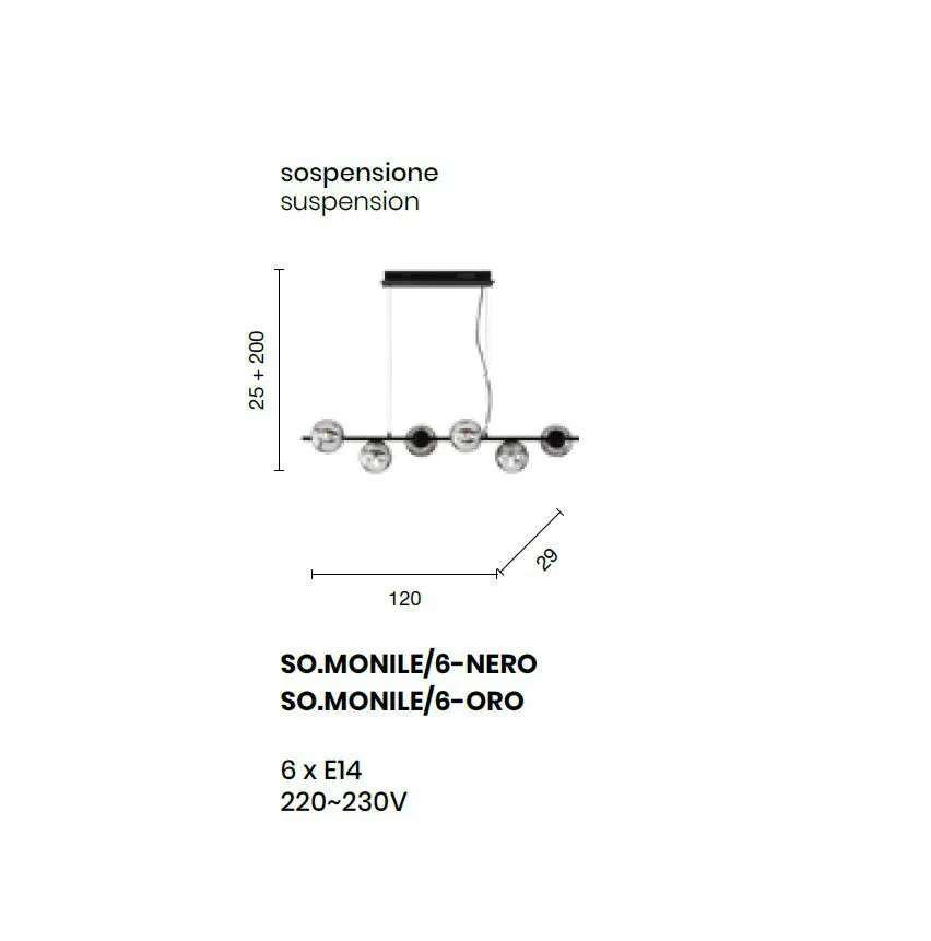 Lampadario 6 Luci Oro Sfere Vetro Bianco Per Sala Da Pranzo Monile Ondaluce