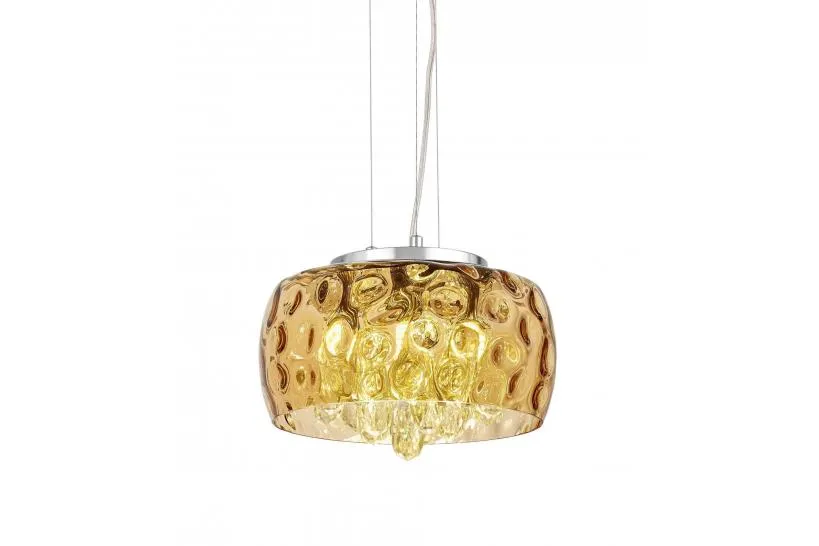 Lampadario a sospensione in vetro ondulato colore ambra RUBINA D30