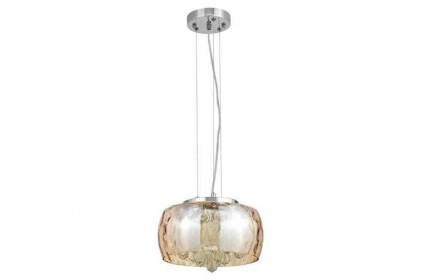 Lampadario a sospensione in vetro ondulato colore ambra RUBINA D30