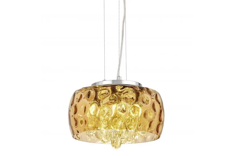 Lampadario a sospensione in vetro ondulato colore ambra RUBINA D30