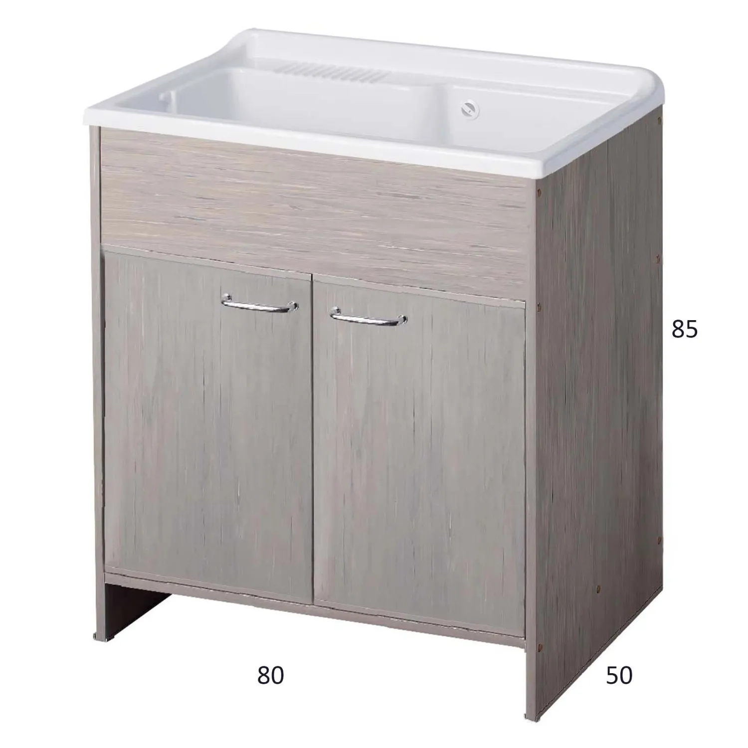 Lavatoio in kit per esterni effetto rovere 80x50 cm con ante