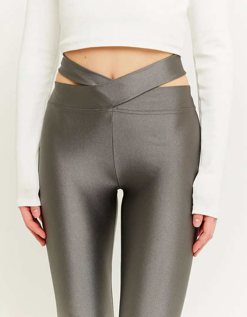 Leggings Skinny Grigi Effetto Lucido  