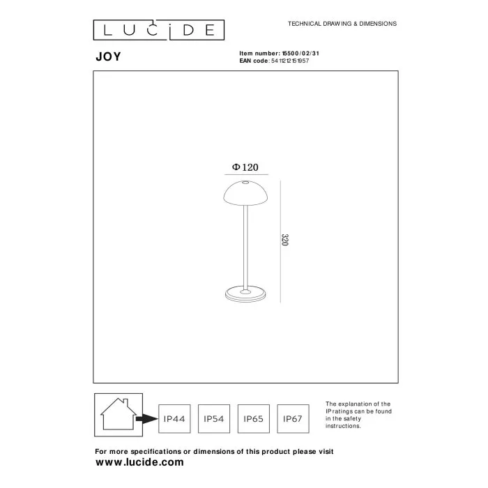 Lucide JOY Lampada da tavolo LED Bianco, 1-Luce