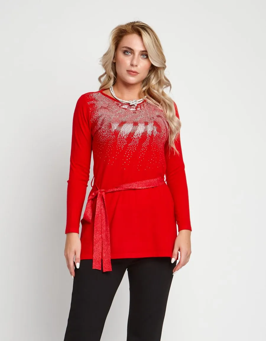 Maglia con cintura e strass