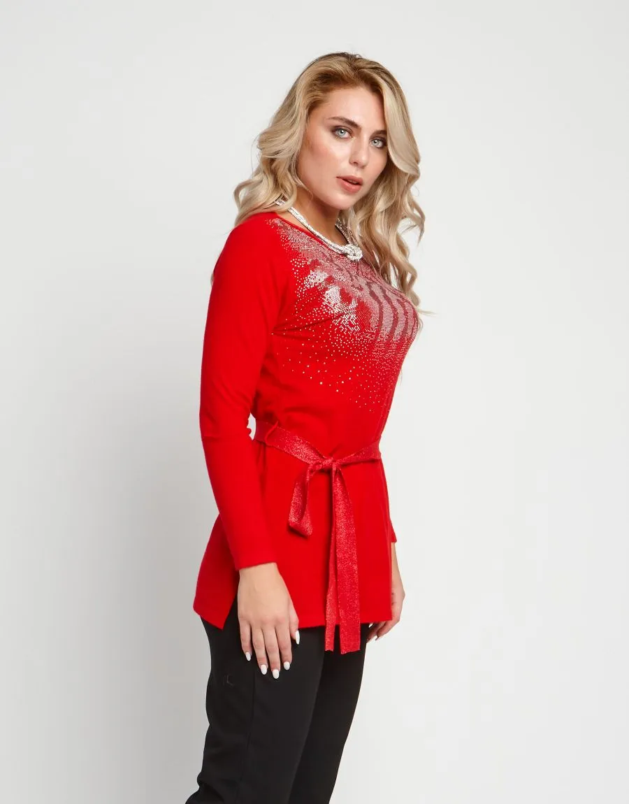 Maglia con cintura e strass