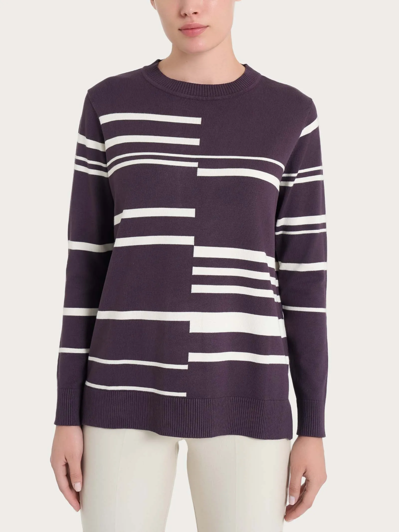 Maglia girocollo a righe sfalsate Four Seasons - Fant. Plum Perfect