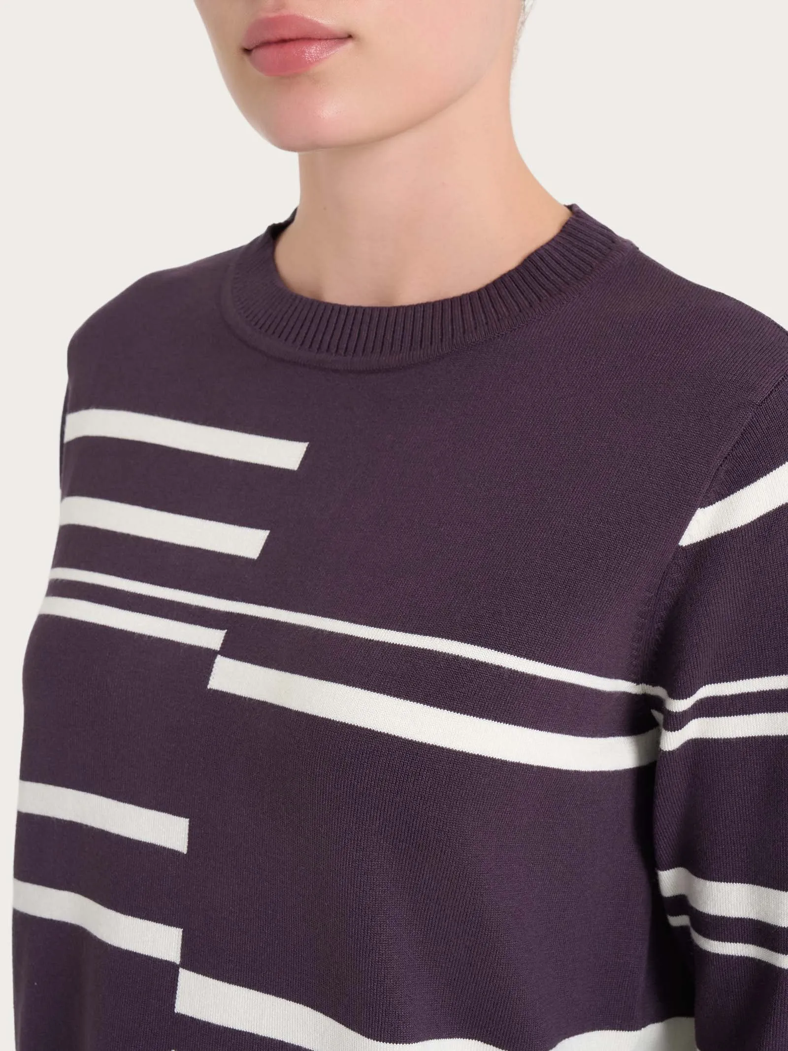 Maglia girocollo a righe sfalsate Four Seasons - Fant. Plum Perfect
