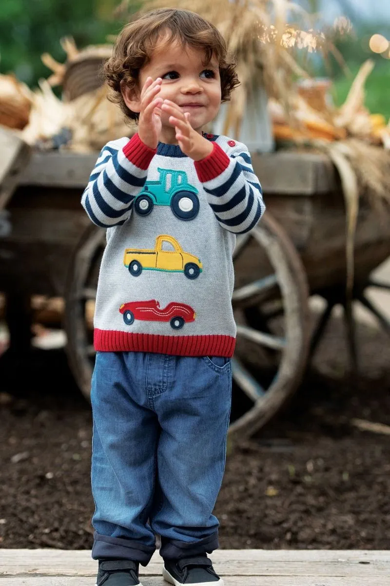 Maglione di cotone per bambini Frugi – Grey Marl/Transport