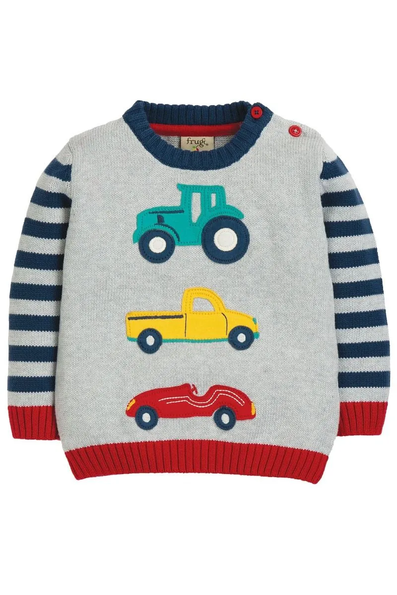 Maglione di cotone per bambini Frugi – Grey Marl/Transport
