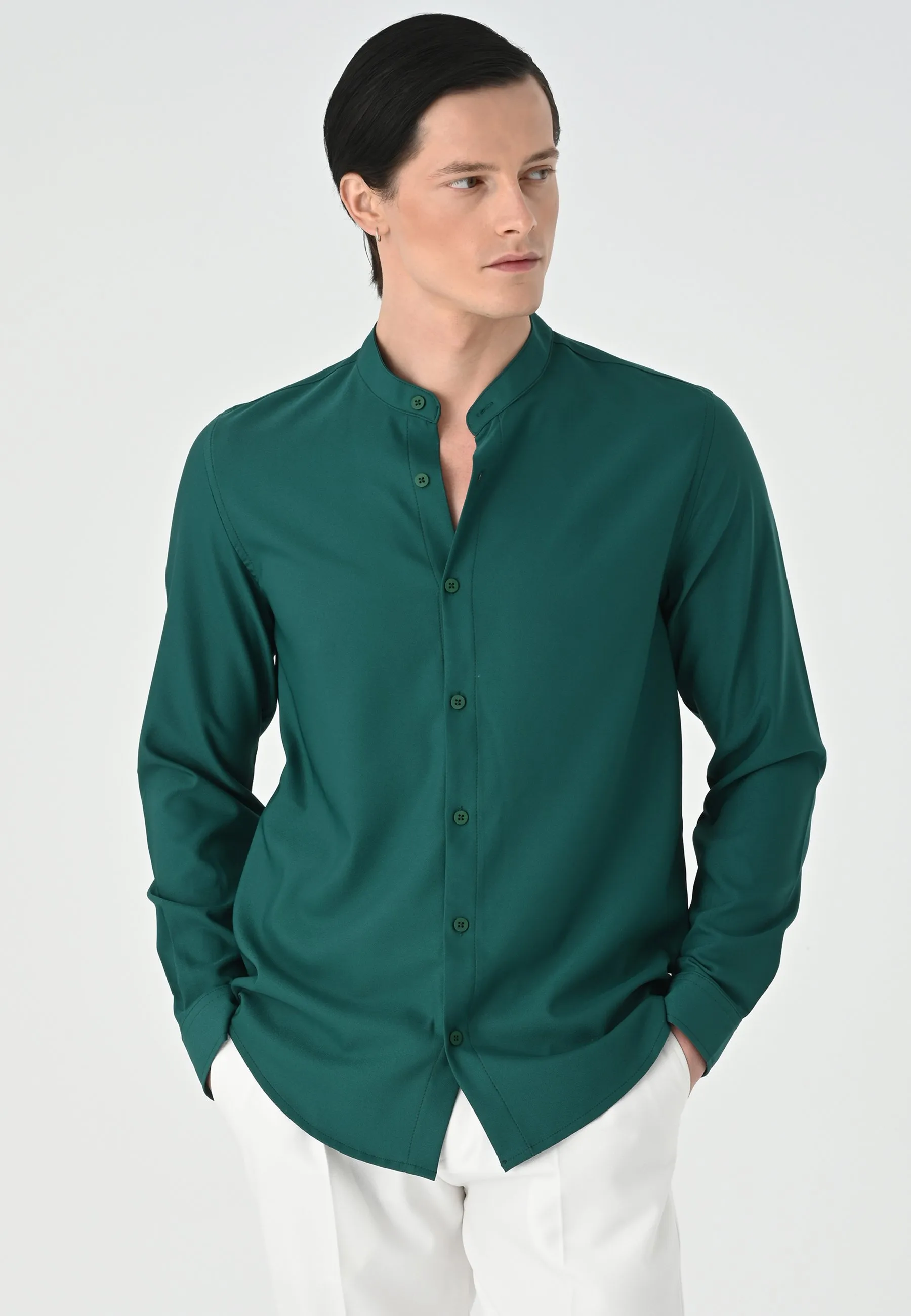 MANDARIN COLLAR LONG SLEEVE - Camicia